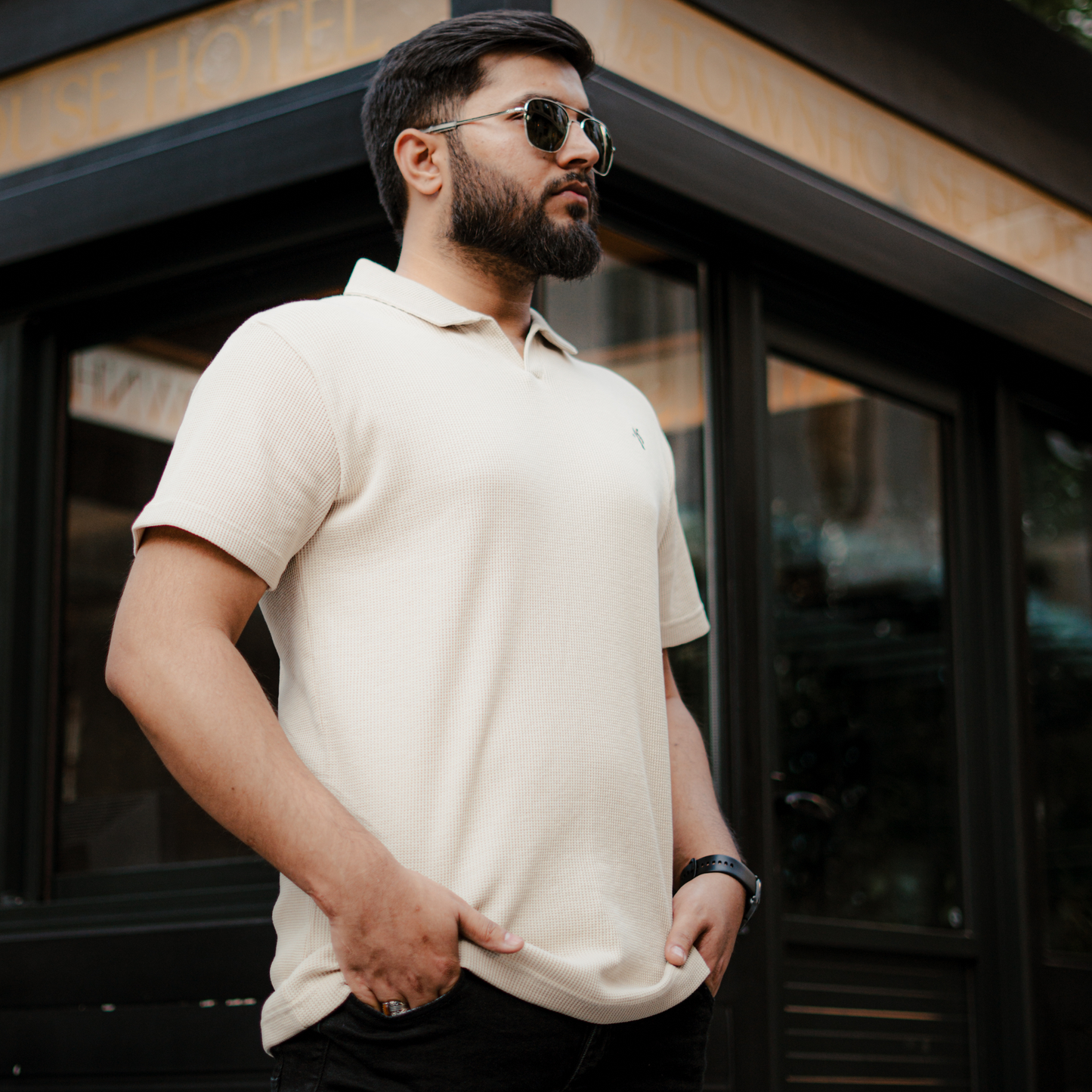 Sandstone - Waffle Knit Polo