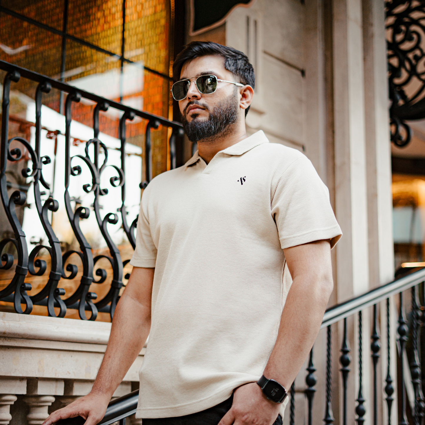 Sandstone - Waffle Knit Polo