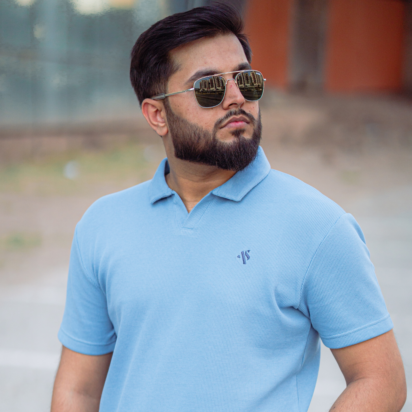Blue Breeze - Waffle Knit Polo