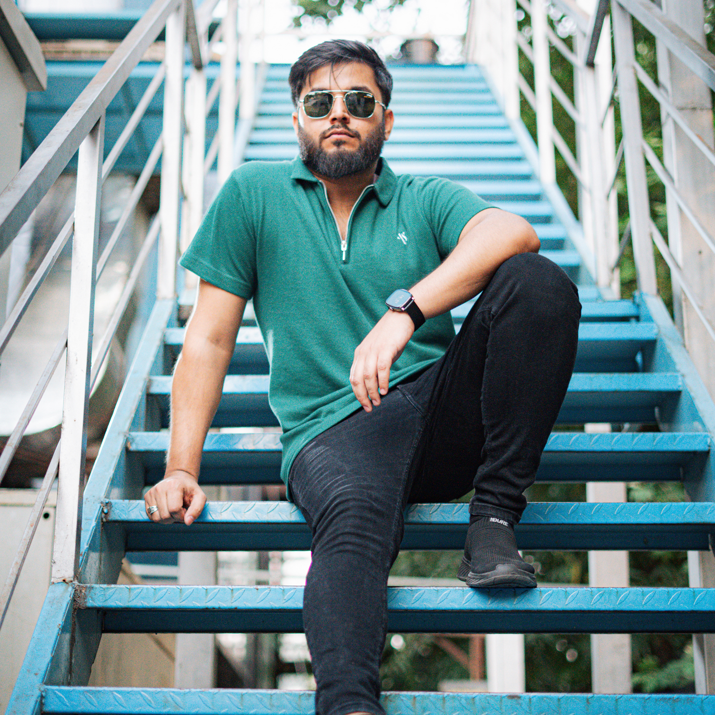 Forest Green - Waffle Knit Polo