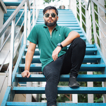 Forest Green - Waffle Knit Polo