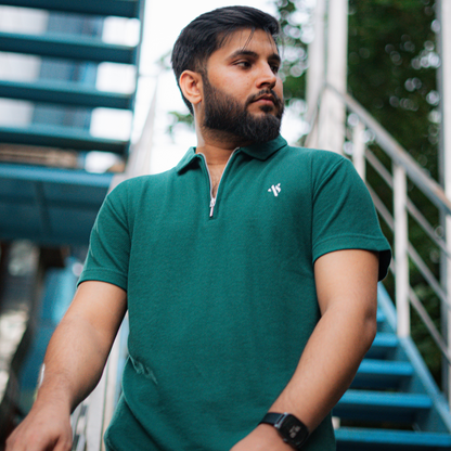 Forest Green - Waffle Knit Polo